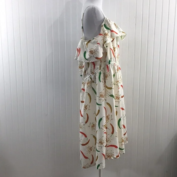 Lindy Bop White Chili Pepper Antonia Swing Dress Womens 20 Off The Shoulder - Picture 3 of 11